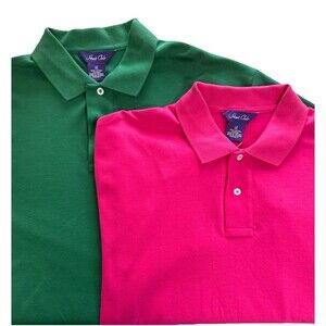 Lot Of 2 Hunt Club Polo Men's Size Large Green Pink Short Sleeve Shirt New